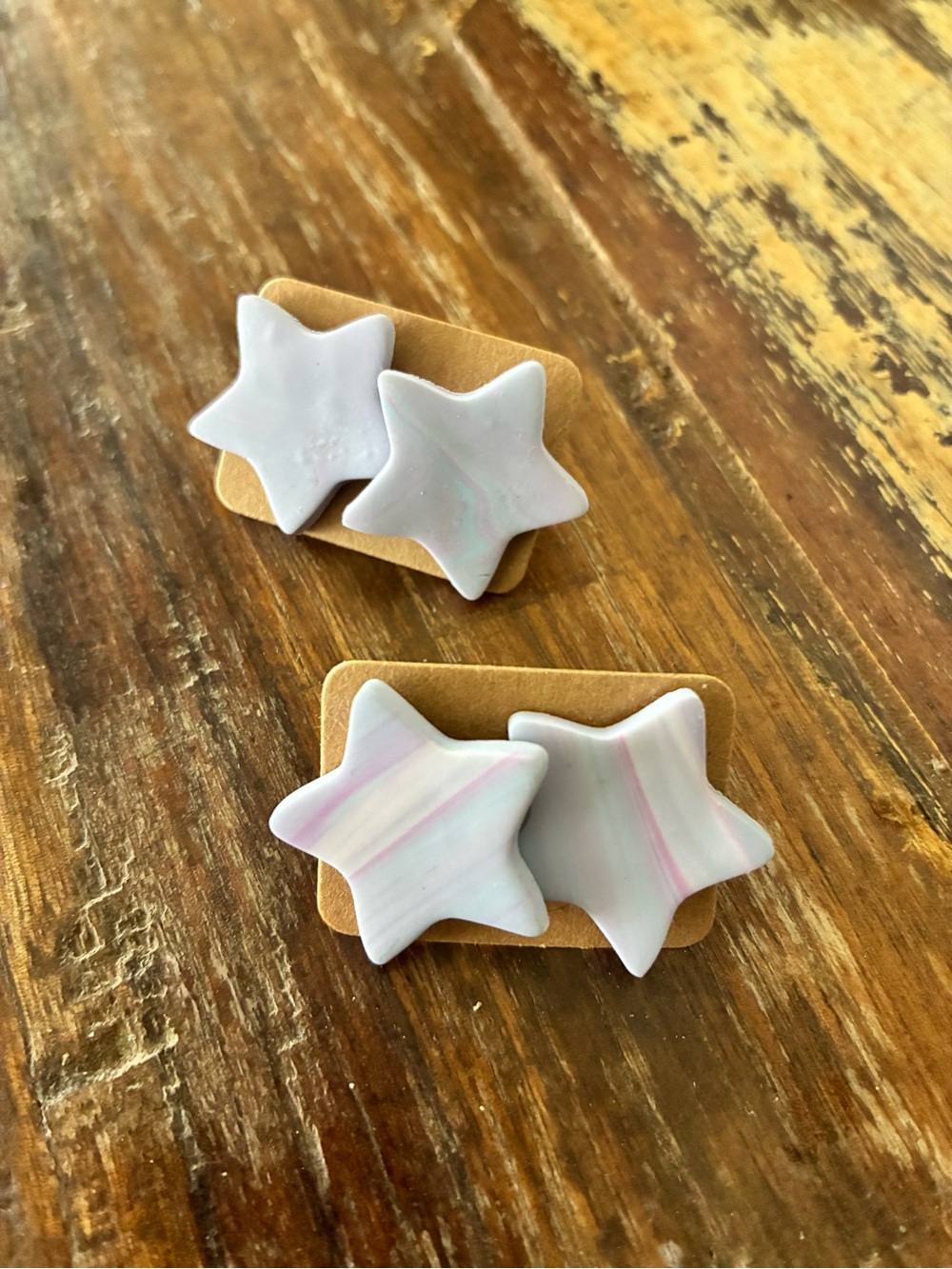 Pastel Marble Stud Star Earrings